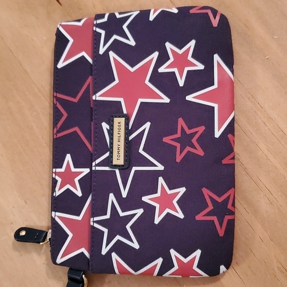 Tommy Hilfiger Wristlet Clutch & Passpot ID Card Holder Navy Red White Stars - Picture 3 of 13